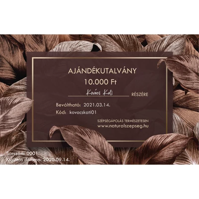 Ajándékutalvány minta - 10.000 Ft